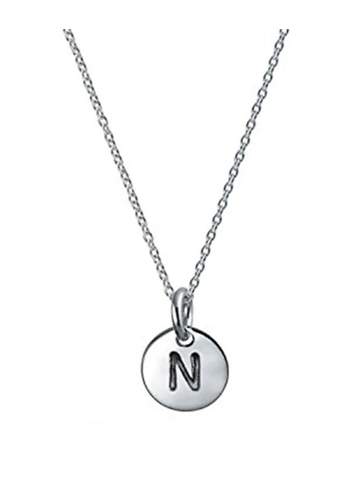 925 Sterling Silver Petite Letter N Pendant Necklace