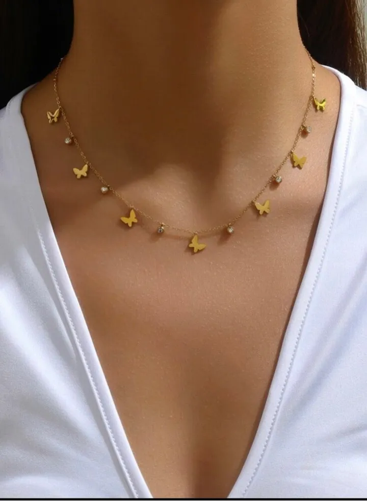 Elegant Stainless Steel Gold Plated Necklace For Women