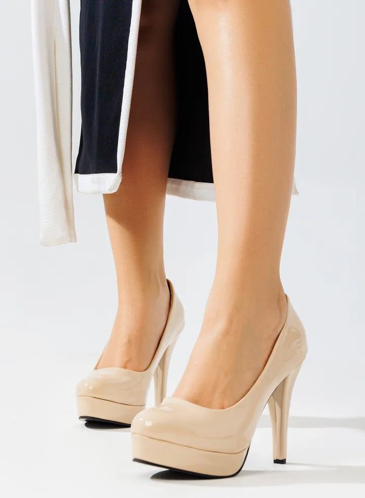 Shoes High Heels Glossy Leather GZ-7 - Beige
