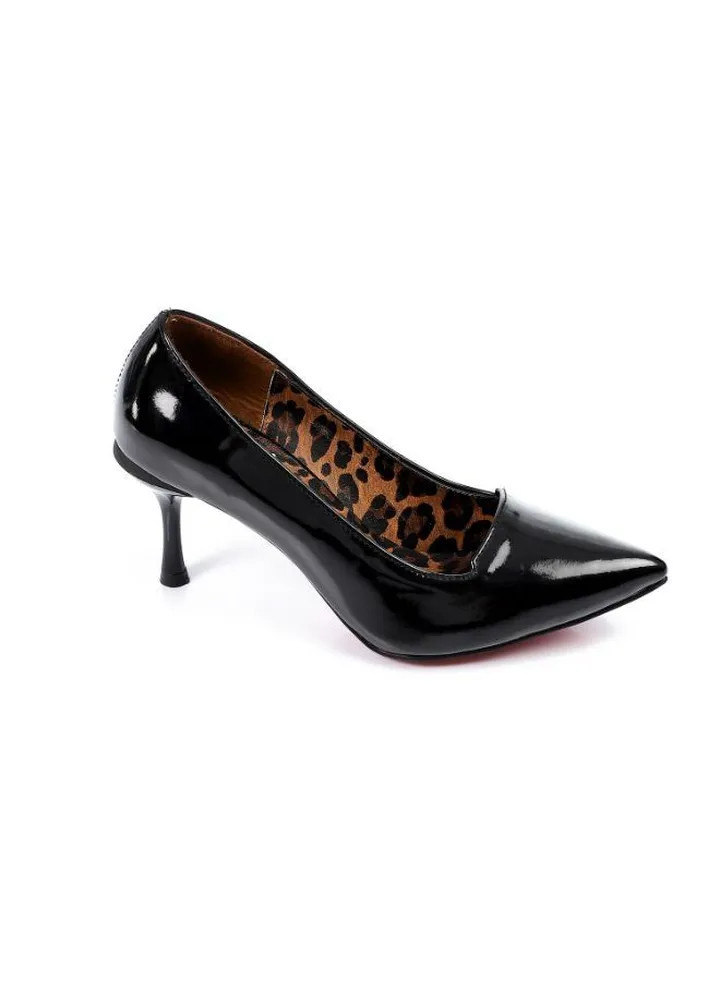 Black Verne Pointed Toe Cap Heels