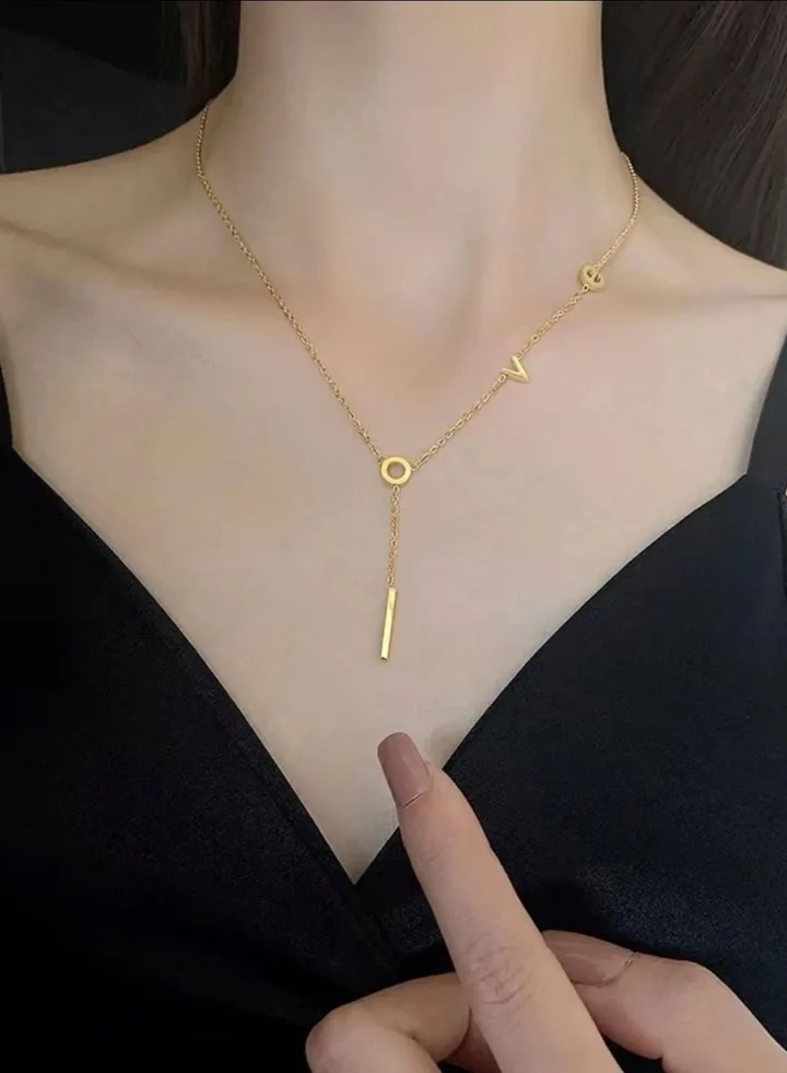 Elegant Stainless Steel Gold Plated Necklace For Women
