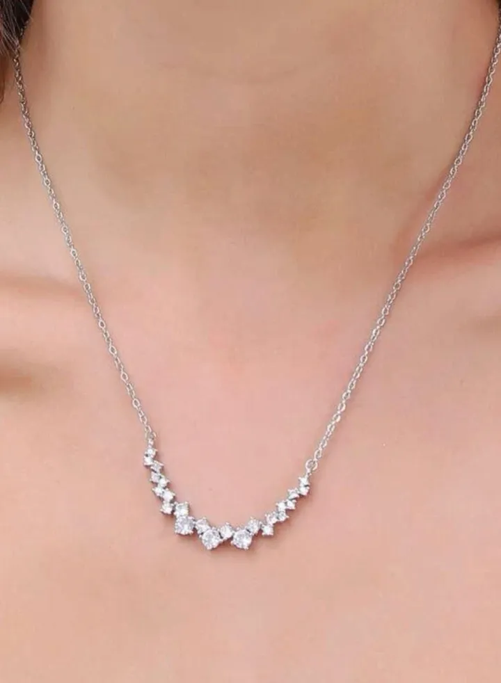 Elegant Silver Plated Cubic Zircon Necklace