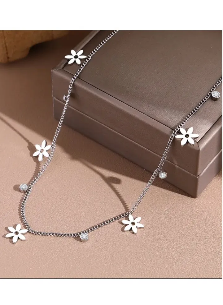 Trendy Stainless Steel Silver Plated Necklace For Women