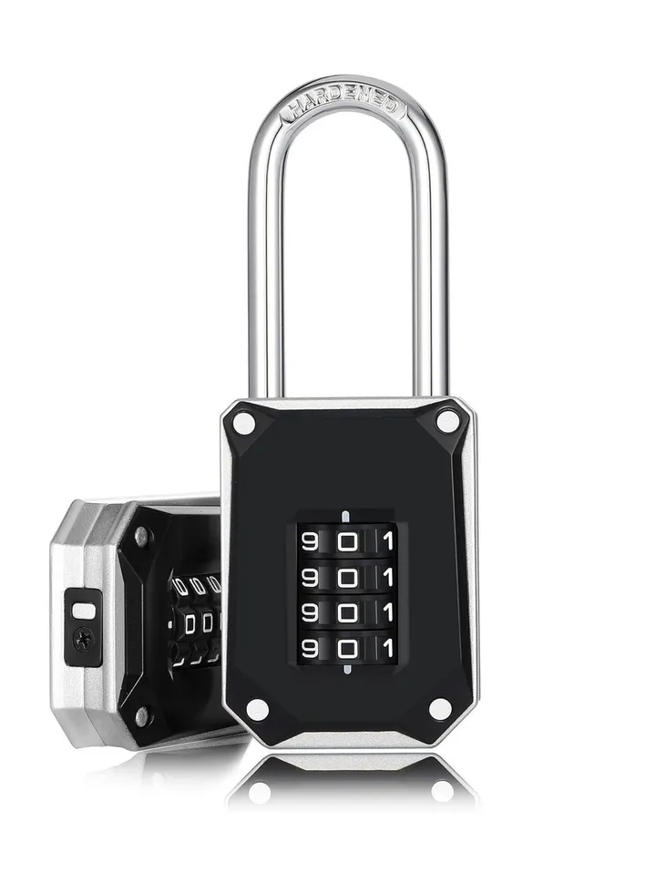 1pcs Repeatable Code Combination Lock,Heavy Duty Outdoor Waterproof Lock,4 -Digit Number Combination Lock,Long Lock, Padlock, Combination Lock,Gym Storage Cabinet Lock,SuitableforDoor,School,Gym,Black