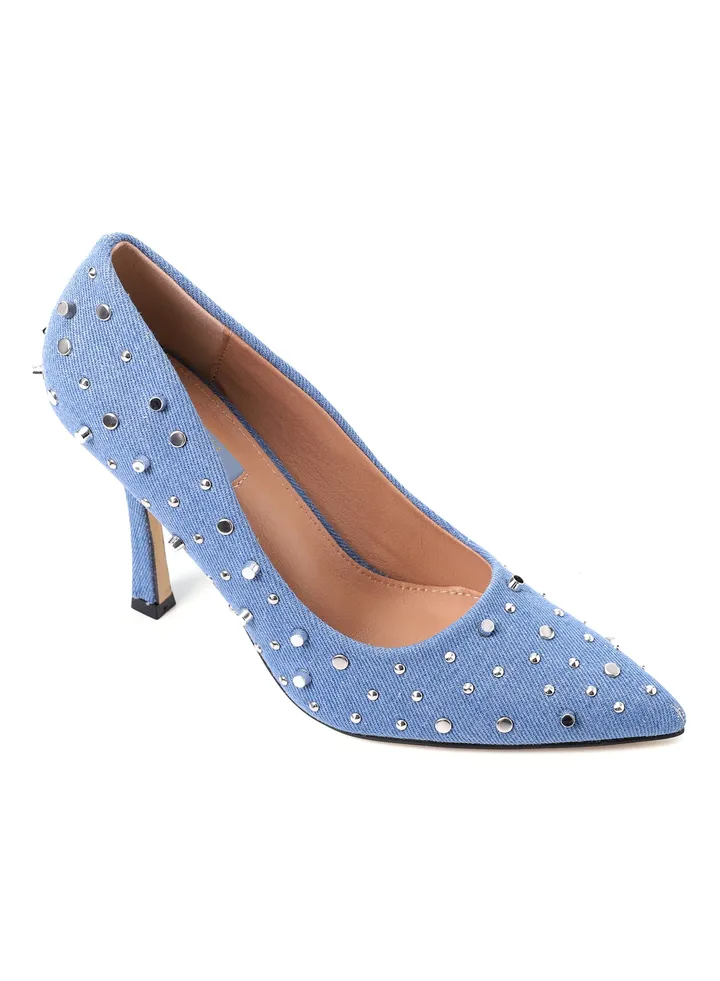 Slip On Studded Allover Statement Heels