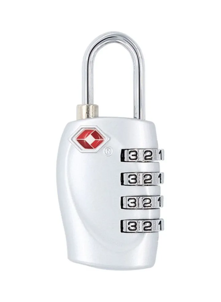 4-Digit Combination Steel Luggage Lock White/Silver