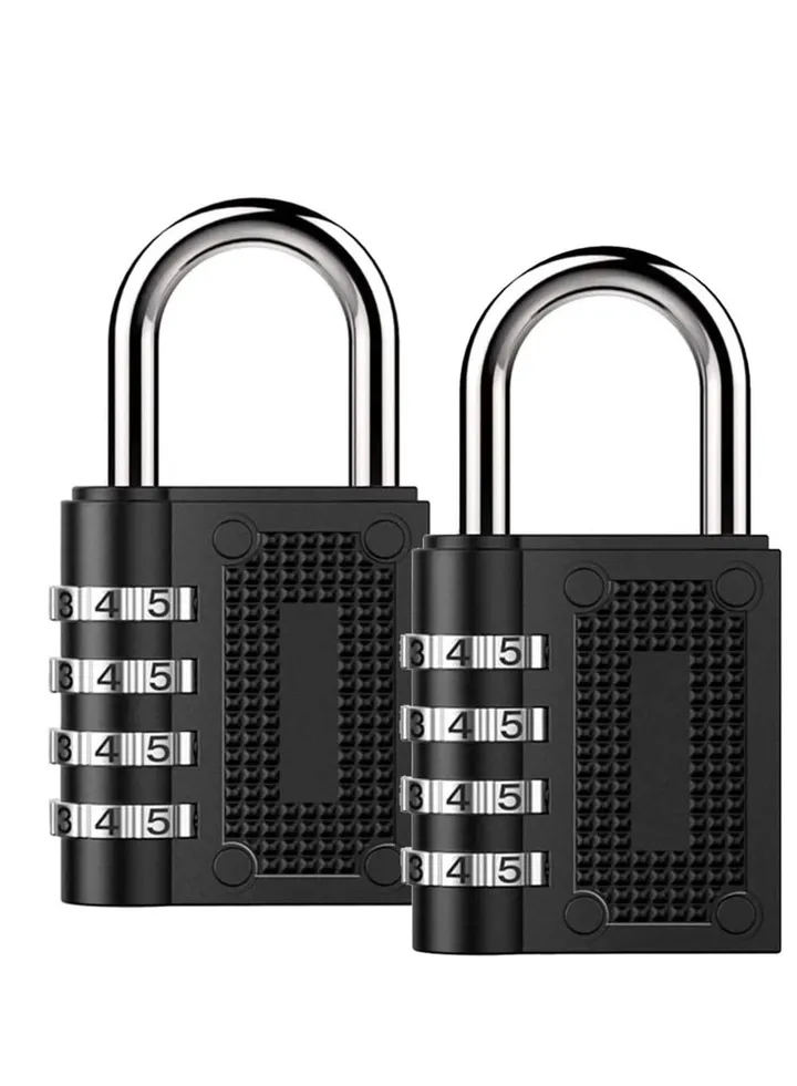 Combination Padlock, Waterproof Padlock with Code, 4 Digit Locker Padlocks for School, Gym Lockers, Outdoor Combination Lock for Shed, Fence, Backyard, Hasp Locker (2 Pack Black)