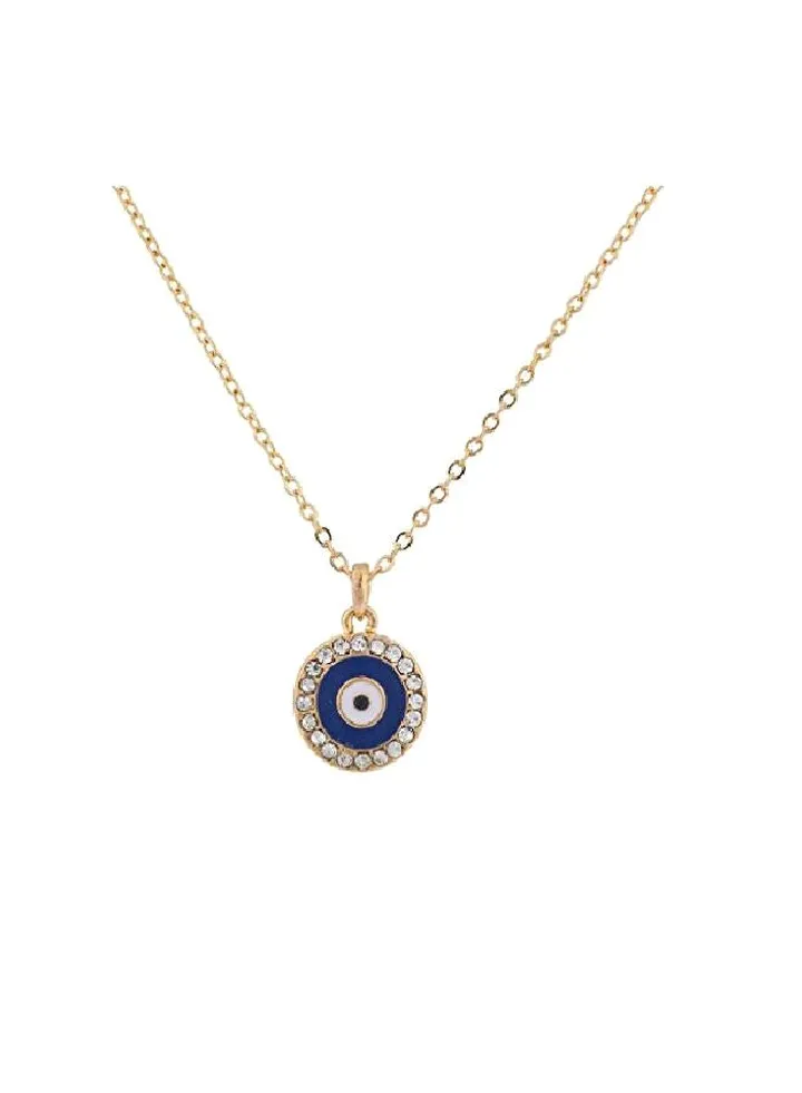 Brass Eye Shaped Charm Pendant Necklace
