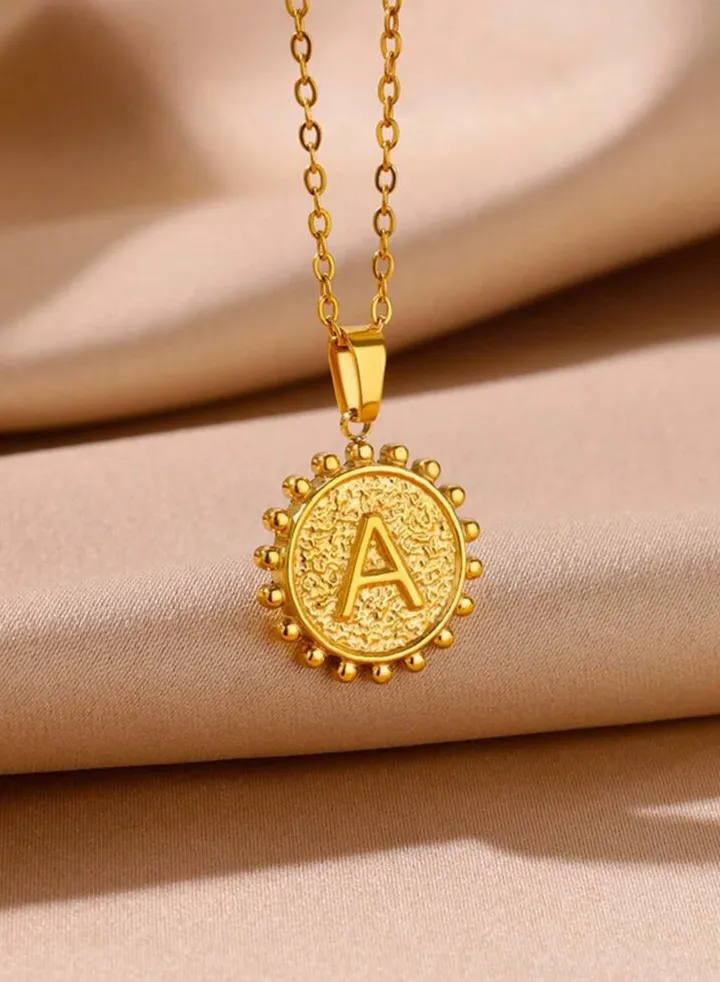 Women's Stainless Steel Gold Plated Necklace With Letter Design
