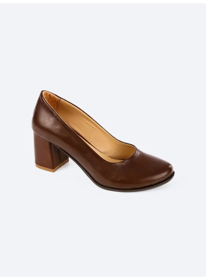 Solid heels genuine Leather shoes
