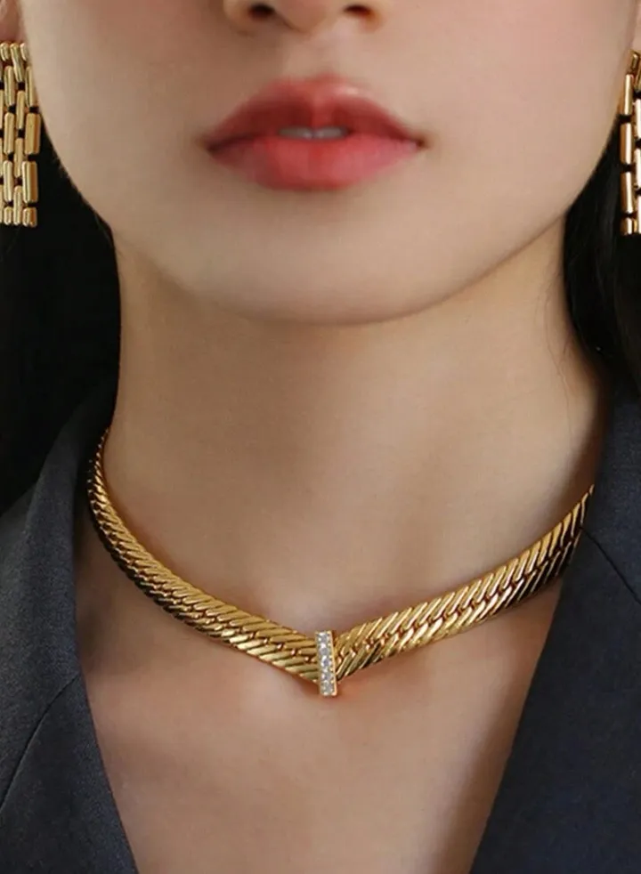 Luxury & Elegant 18k Gold Plated Stainless Steel Necklace For Women