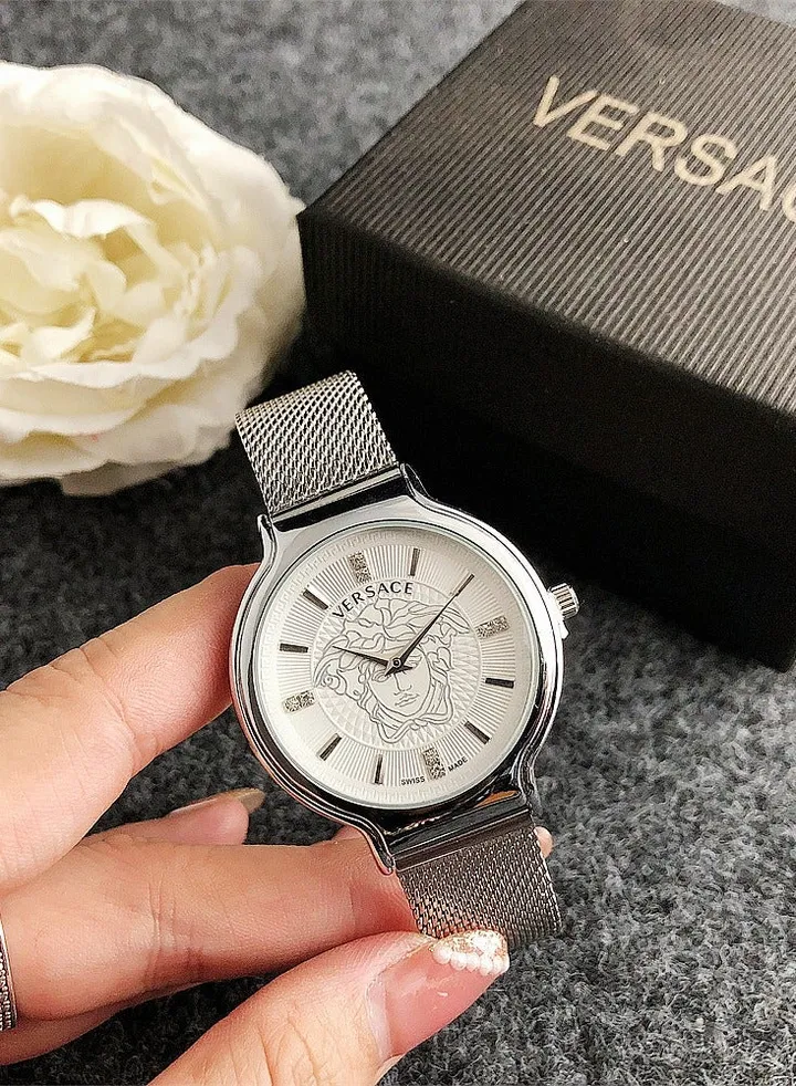 Versace Classic Men's and Women's Quartz Watch with Silver Stainless Steel Mesh Strap 36mm