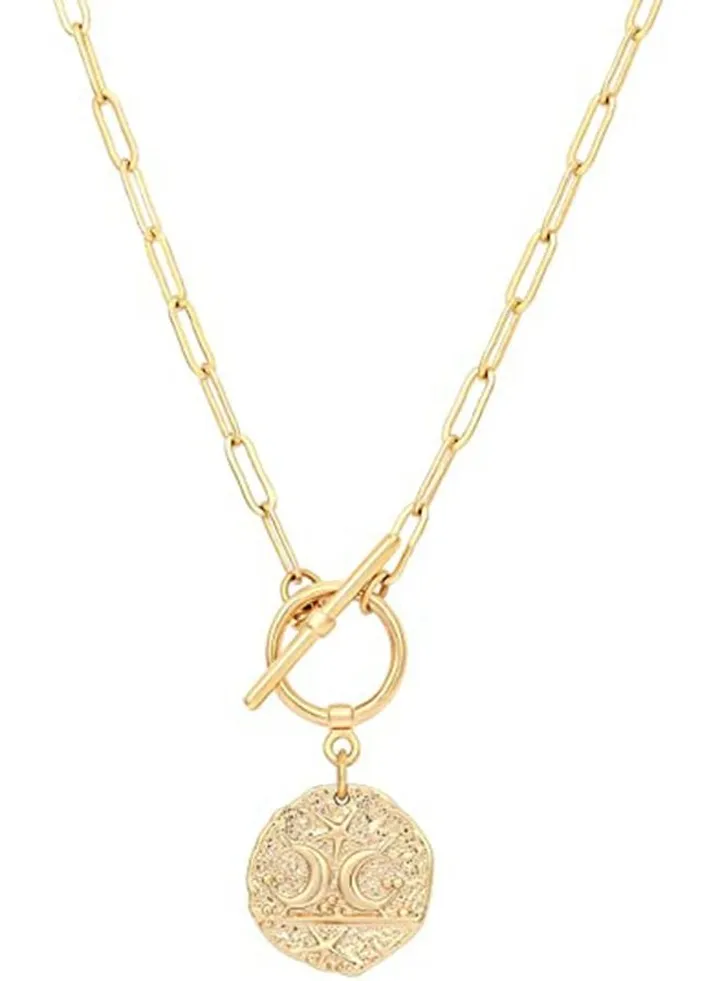 Moon and Star Pendant Necklace for Women