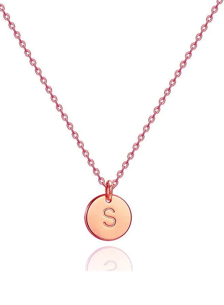Women Casual Rose Gold Necklace With S Letter Pendant