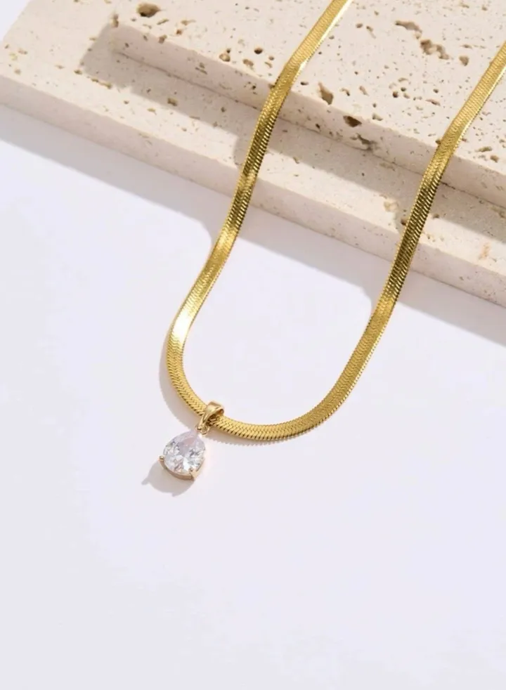 Elegant Stainless Steel Gold Plated Necklace For Women
