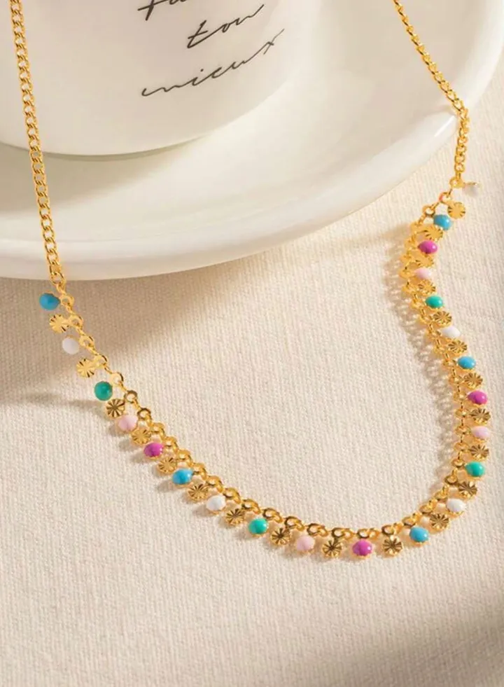 Elegant Stainless Steel Gold Plated Necklace For Women