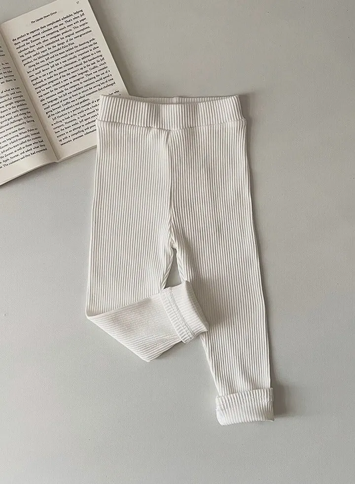 Kids Solid Color Thermal Underwear Pants Cotton Soft Long Johns Base Layer Bottom Pants White