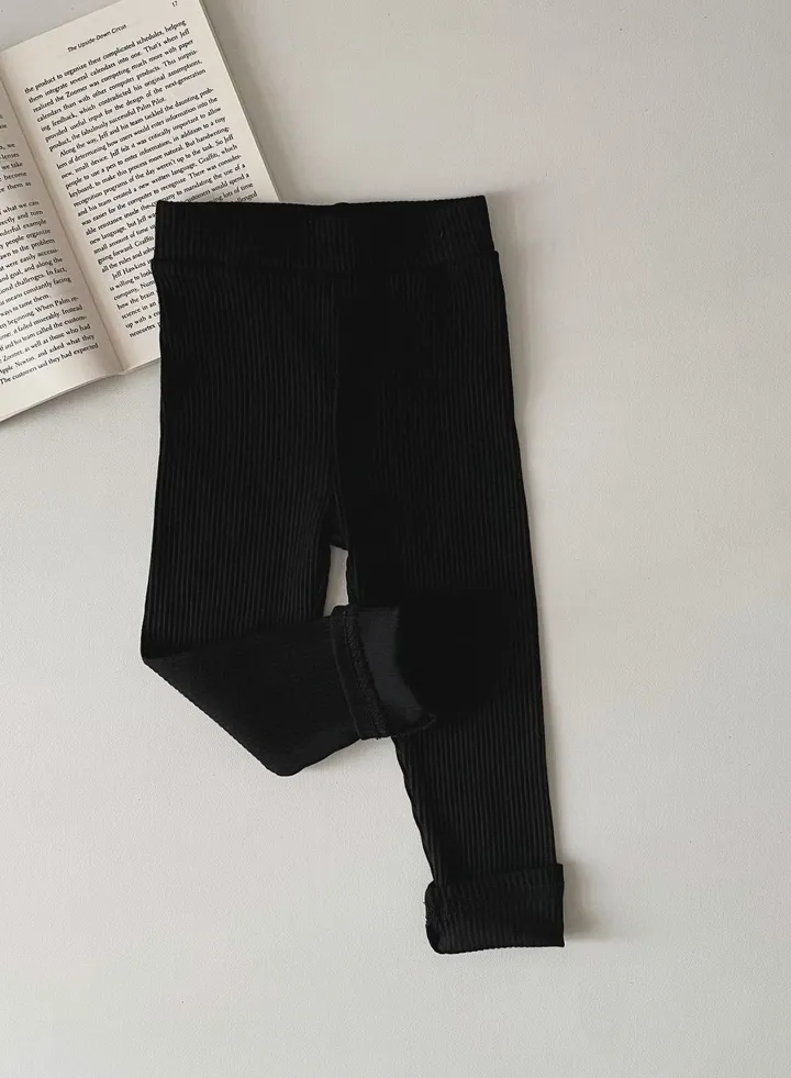 Kids Solid Color Thermal Underwear Pants Cotton Soft Long Johns Base Layer Bottom Pants Black