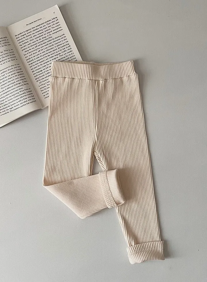 Kids Solid Color Thermal Underwear Pants Cotton Soft Long Johns Base Layer Bottom Pants Apricot