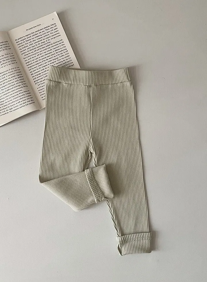 Kids Solid Color Thermal Underwear Pants Cotton Soft Long Johns Base Layer Bottom Pants Dusty Green