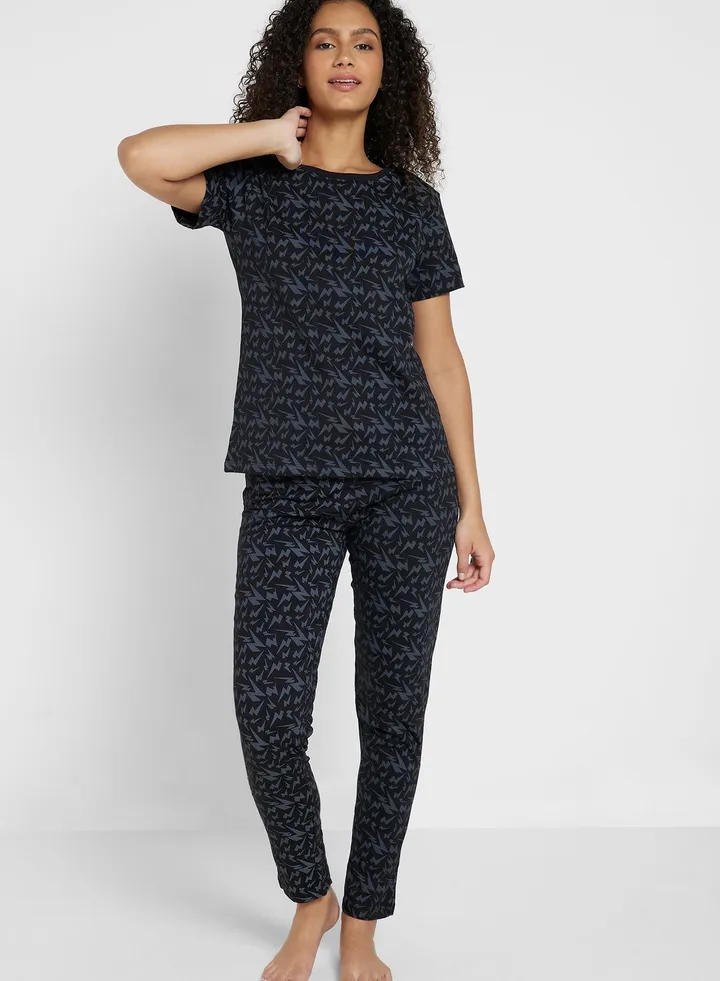 Graphic Nightwear T-Shirt And Pyjama Set