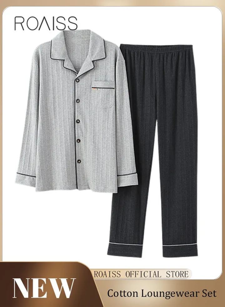 Couple Pajamas Set Long Sleeves Sleepwear for Men and Women Cute Plus Size Loungewear Spring and Autumn Home Clothes Gift for Boyfriend Girlfriend Husband Wife