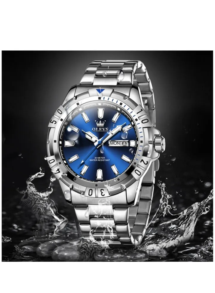 Watches for Men Quartz Stainless Steel Water Resistant Watch 42mm Sliver 5560