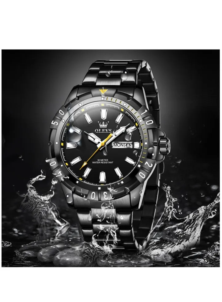 Watches for Men Quartz Stainless Steel Water Resistant Watch 42mm Black 5560