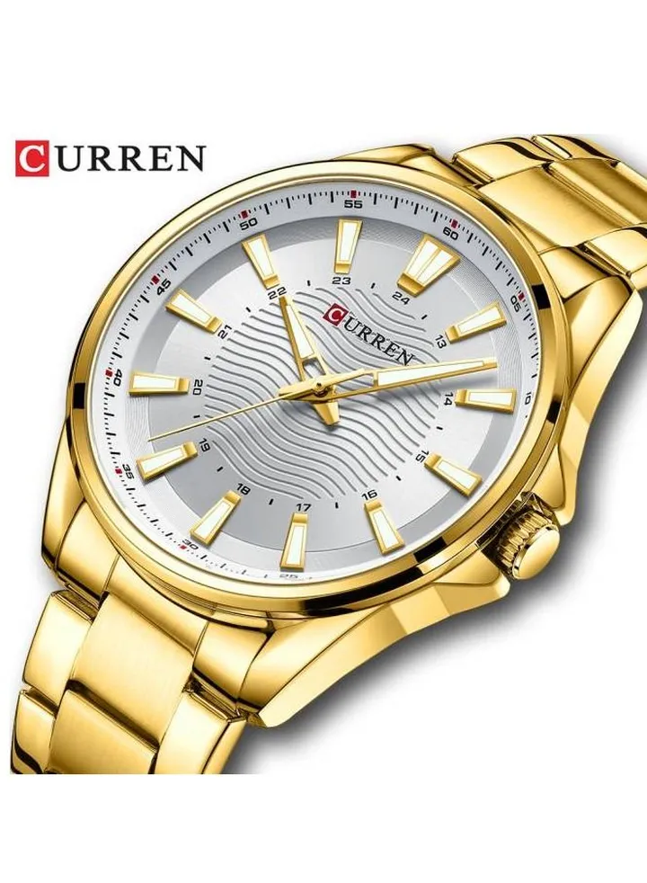 8424 waterproof quartz watch wavy steel band watch Men's business fashion watch