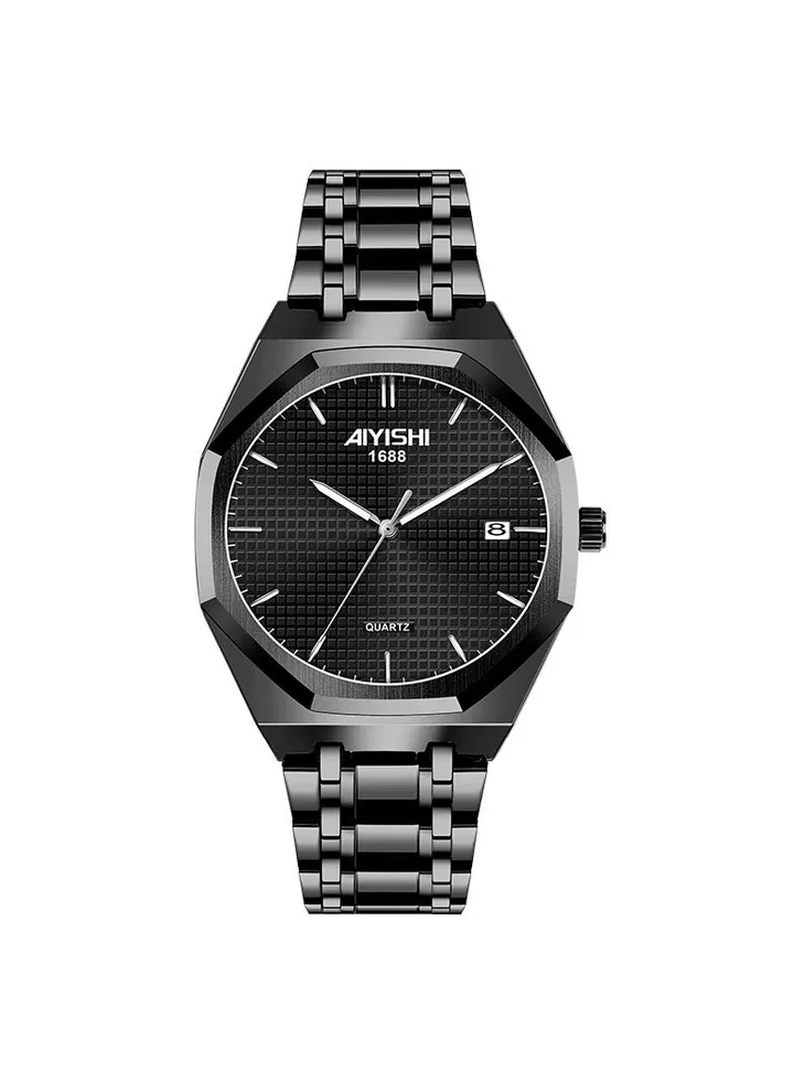Men's Business Water Resistant Stainless Steel Analog Waterproof Wristwatch 1688 - 40 mm - Black