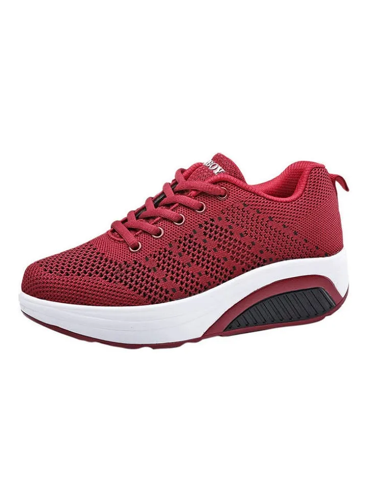 Women's Rocking Lace-Up Running Shoes Red/White