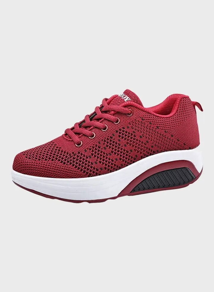 Women's Lace-Up Running Trainer Shoes Red