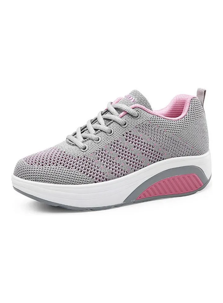 Women's Rocking Lace-Up Running Shoes Grey/Pink/White