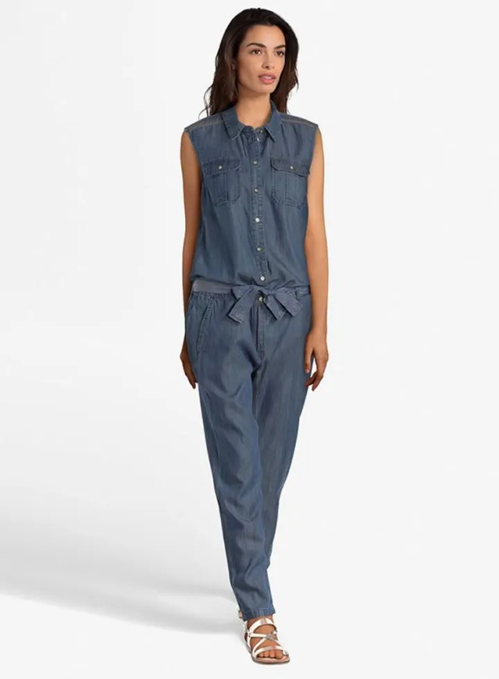 Sleeveless Jumpsuit Dark Blue Denim