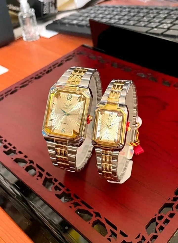 gold plate couple watches for men and women waterproof 100% with box