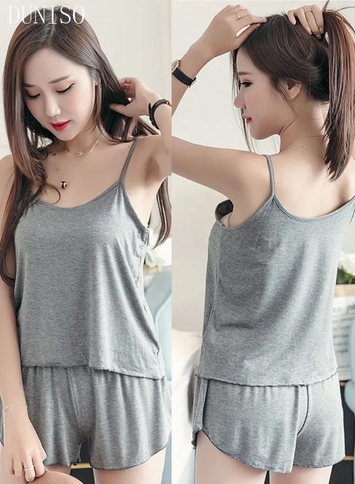 Women's Soft Pajamas Set Sleepwear 2 Piece Camisole Summer Pajama Set Nightwear Home Wear Loungewear Pajama Sets