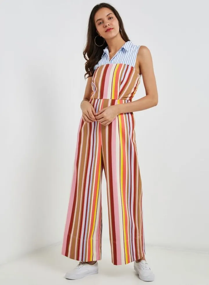 Striped Bandeau Jumpsuit Multicolour