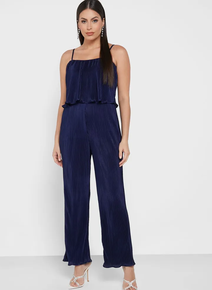 Strappy Pleated Jumpsuit