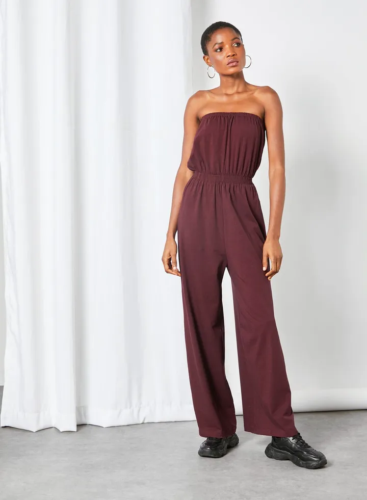 Bandeau Jumpsuit Maroon