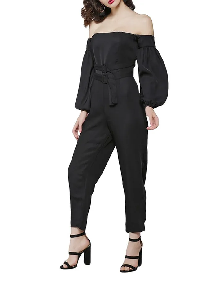 Bardot Belted Jumpsuit Black