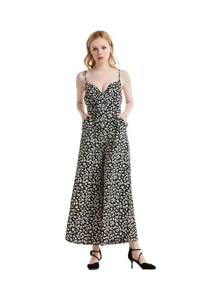 Suspender Jumpsuit Black/White