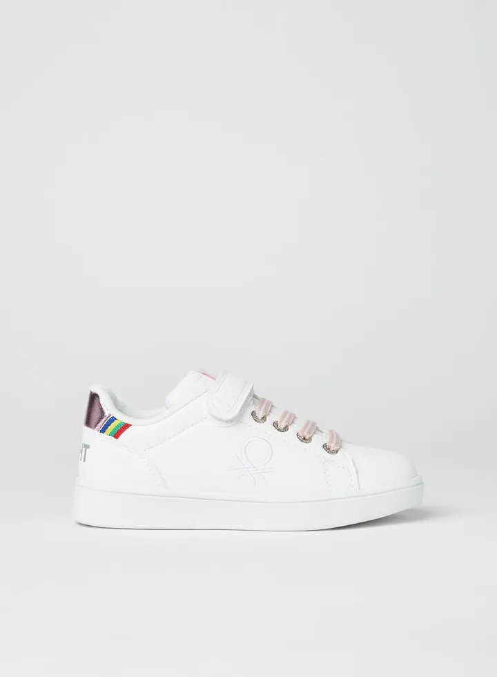 Kids Logo Embroidered Sneakers White/Lotus