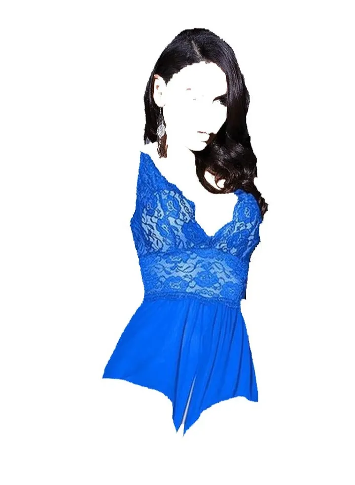 Women Floral Print Night Romper Lace Trim High Cut Lingerie Chemise Nightgown.