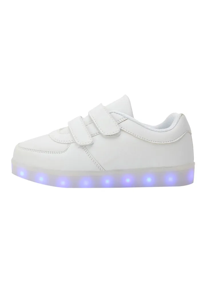 LED Flashing Lights Low Top Sneakers White