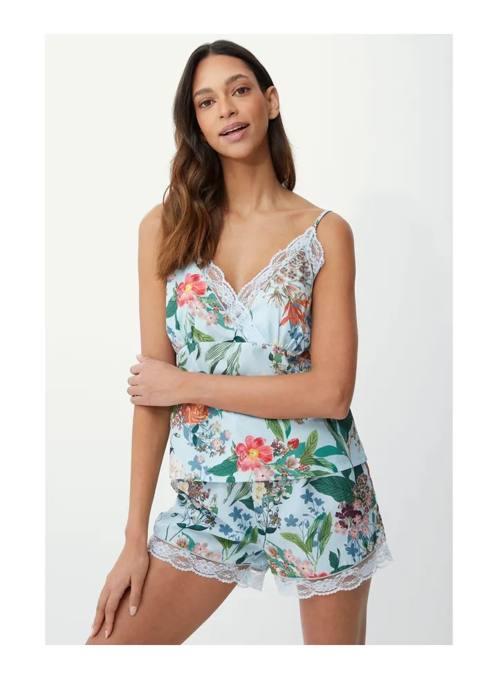 Botanical Floral Woven Cami With Trim