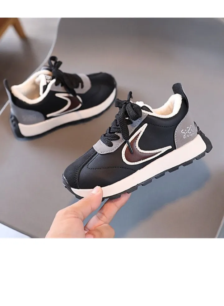 Add Velvet Sneakers Boy Gump Shoes Black