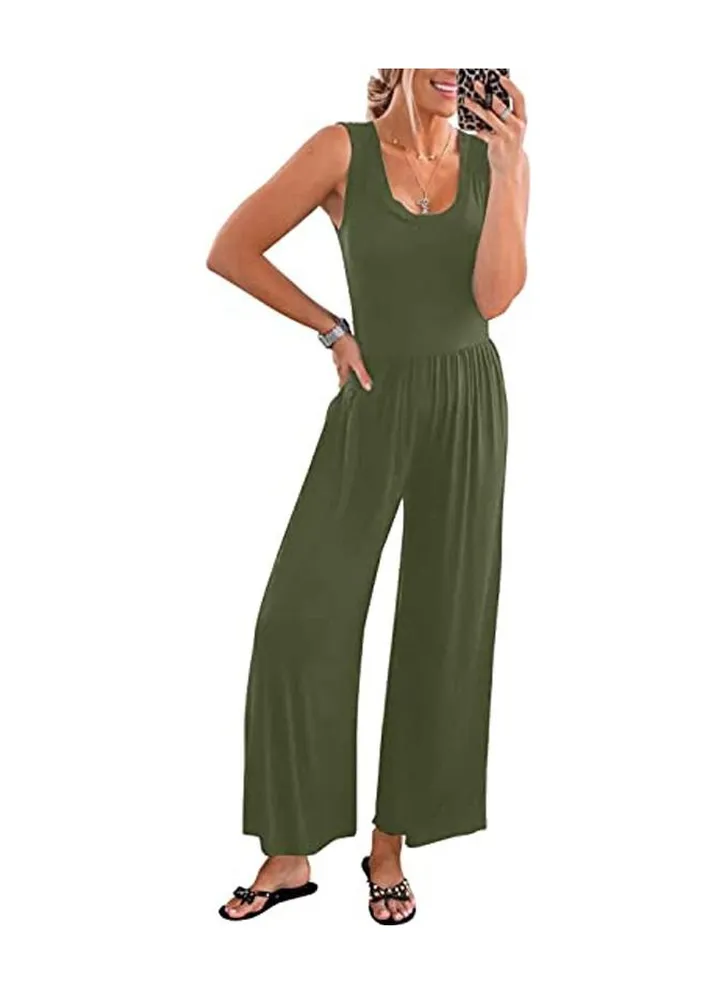 New Women's Casual Loose Sleeveless High Waist Jumpsuit