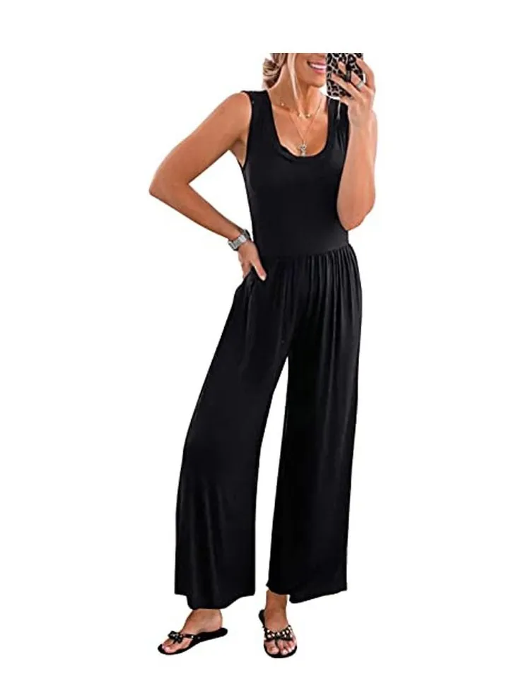 New Women's Casual Loose Sleeveless High Waist Jumpsuit