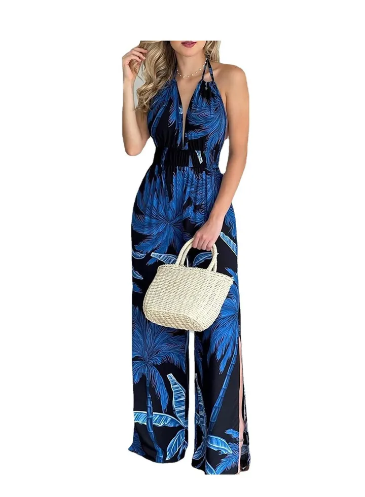 Women's New Fashion Digital Printed Colorful Jumpsuit