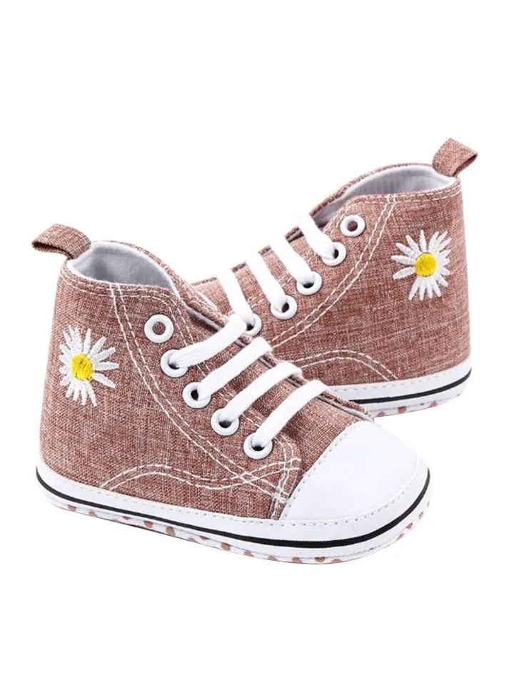 High Ankle Canvas Shoes Brown